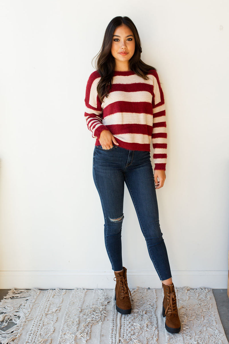 mode, on the horizon stripes sweater