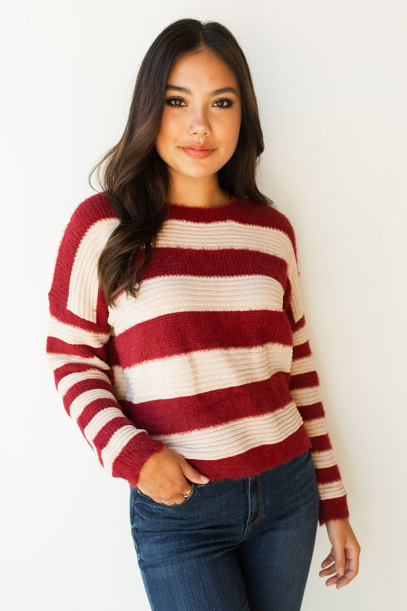 mode, on the horizon stripes sweater