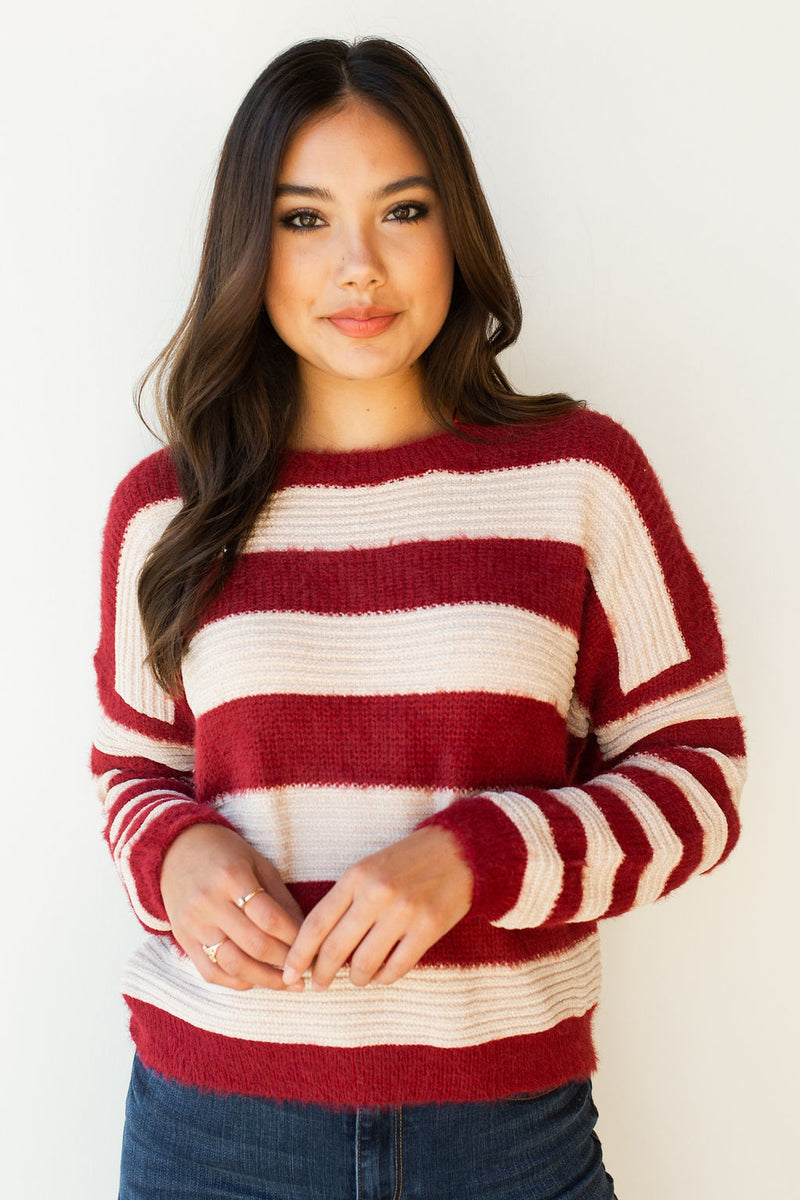 mode, on the horizon stripes sweater