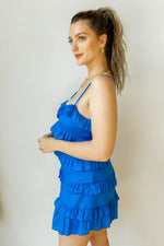 mode, spaghetti strap tiered dress