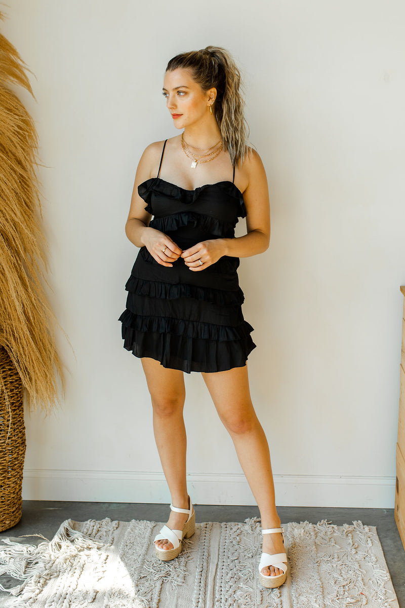 mode, spaghetti strap tiered dress