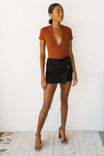 mode, v plunged ribbed bodysuit