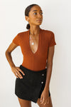 mode, v plunged ribbed bodysuit