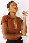 mode, v plunged ribbed bodysuit