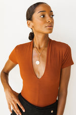 mode, v plunged ribbed bodysuit