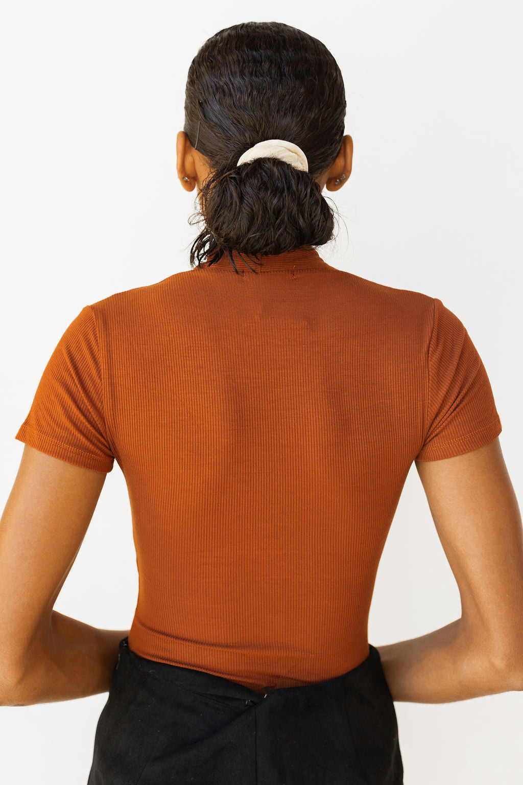 mode, v plunged ribbed bodysuit