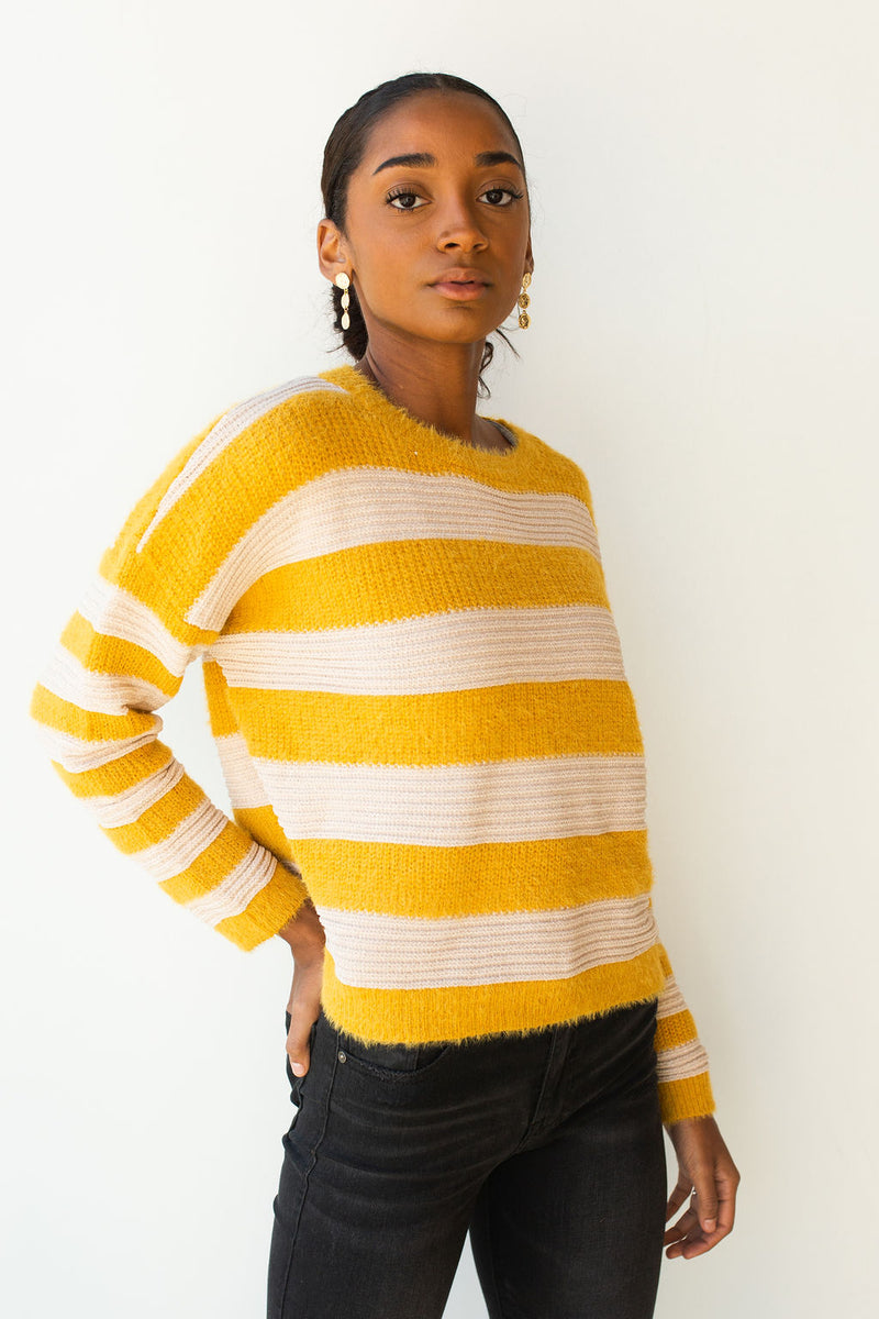 mode, on the horizon stripes sweater