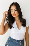 mode, v plunged ribbed bodysuit
