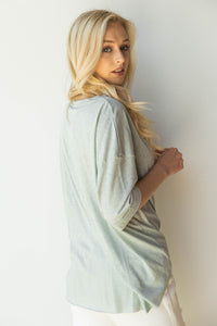 mode, hi low knot front cuff sleeve tee
