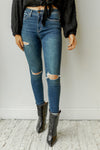 mode, Shania high rise knee distress denim