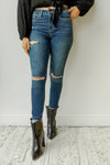mode, Shania high rise knee distress denim