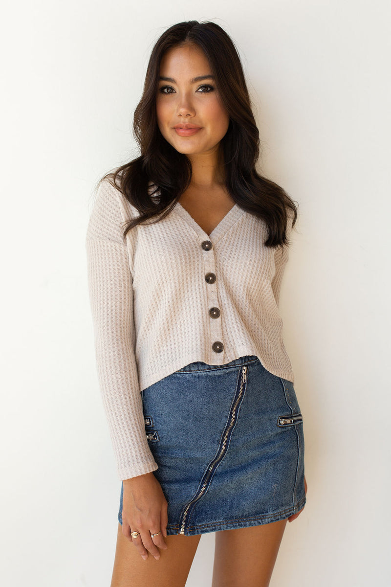 mode, cropped waffle cardi