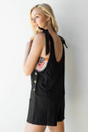 mode, woven tie strap romper