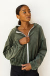 mode, velour puff zip up hoodie