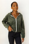 mode, velour puff zip up hoodie