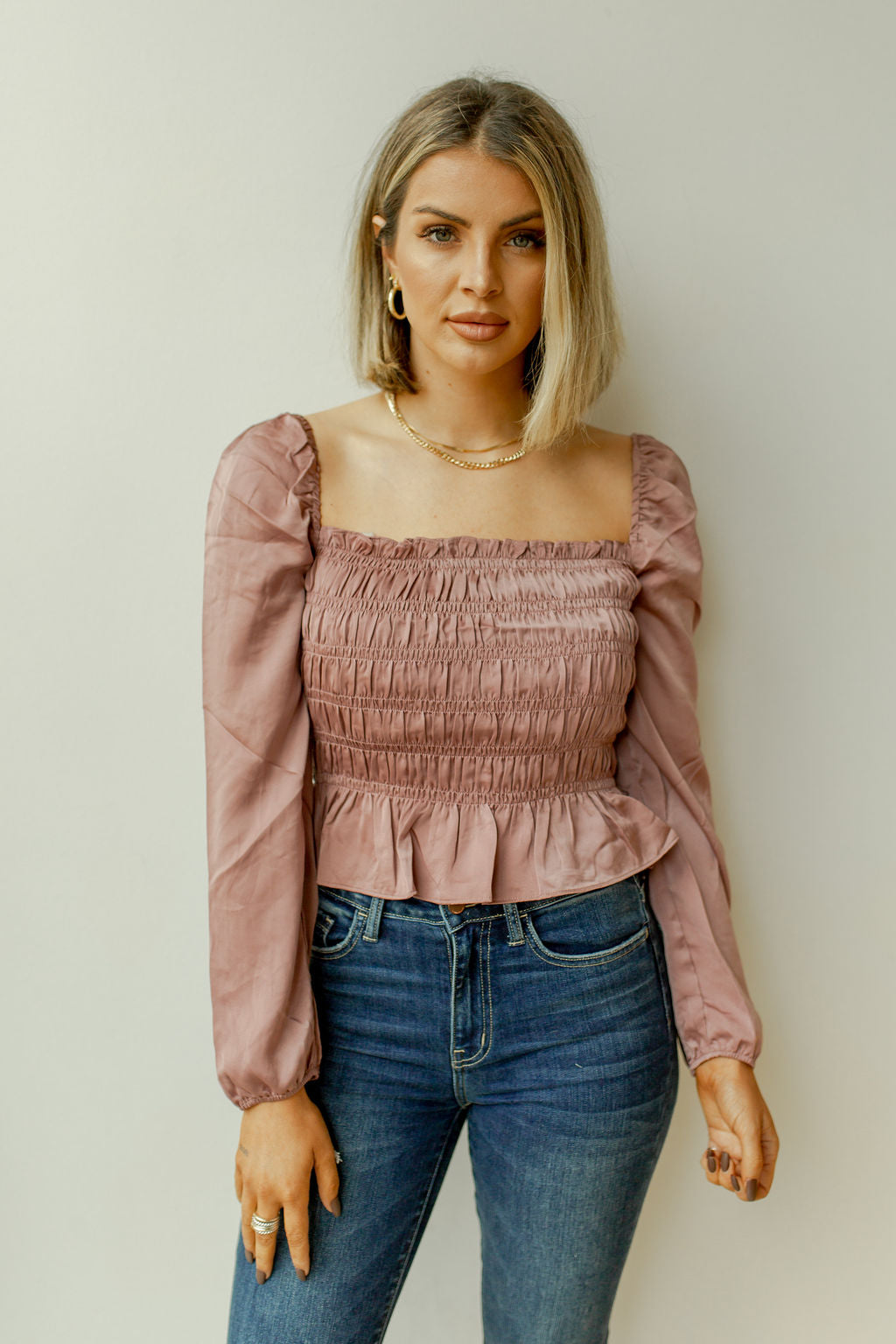 mode, puff long sleeve blouse