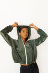 mode, velour puff zip up hoodie