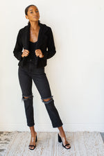 mode, fuzzy jacket w lapel