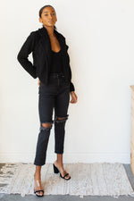mode, fuzzy jacket w lapel