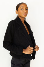 mode, fuzzy jacket w lapel