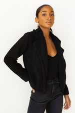 mode, fuzzy jacket w lapel