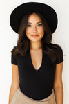 mode, v plunged ribbed bodysuit