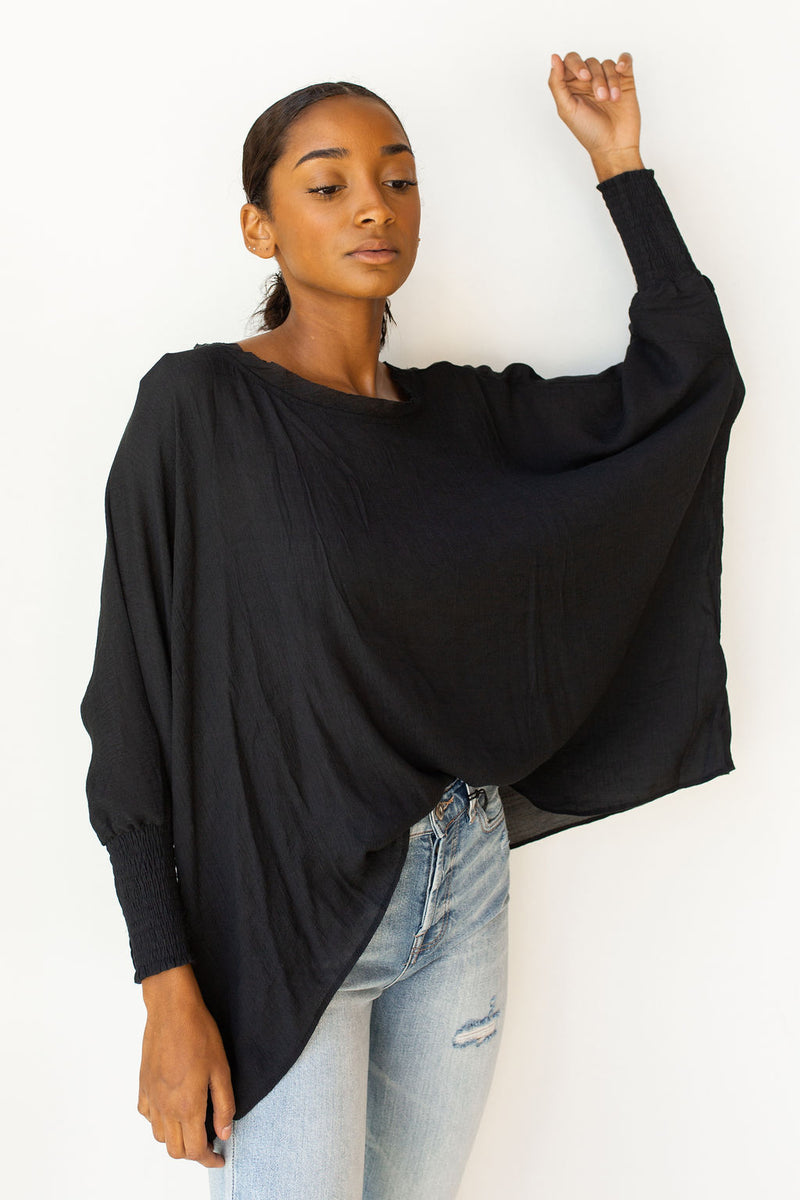 mode, smocked sleeve blouse