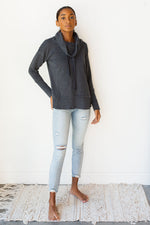 mode, mineral wash cowl neck pullover