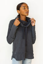mode, mineral wash cowl neck pullover