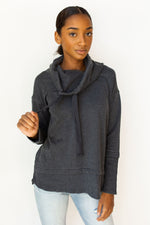 mode, mineral wash cowl neck pullover