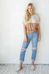mode, constrasting side knot top
