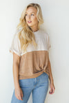 mode, constrasting side knot top