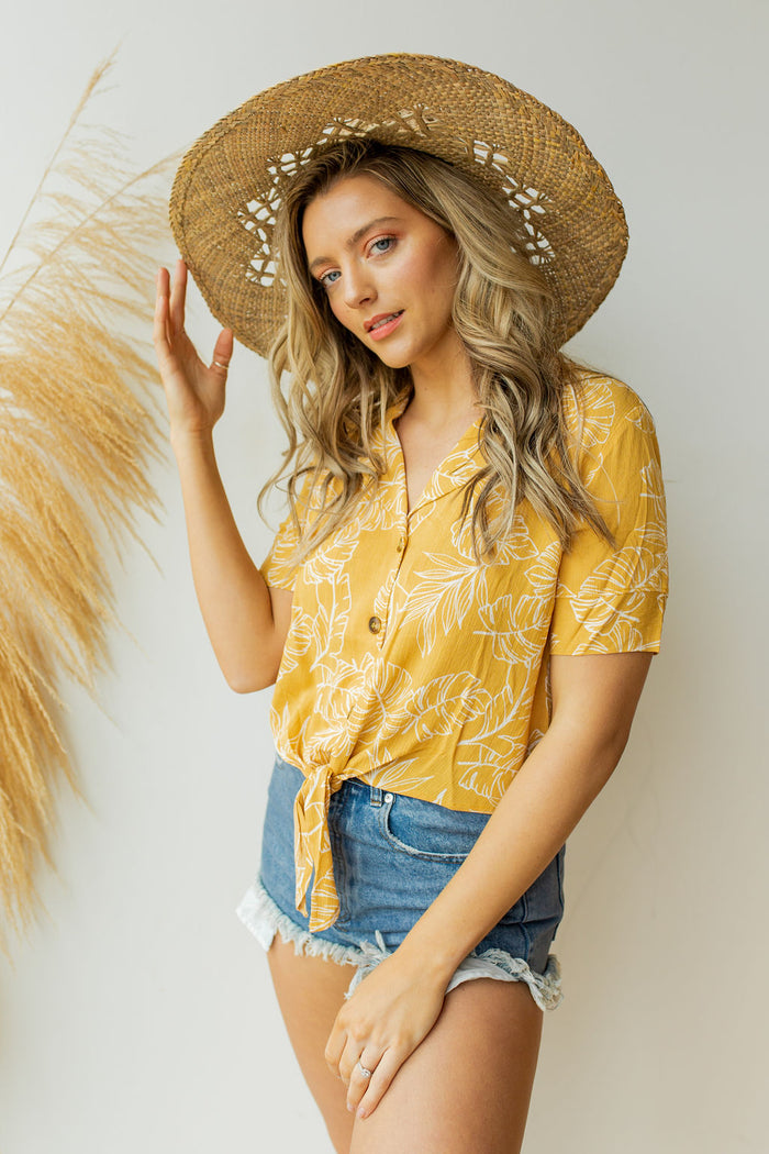 mode, tropics palm blouse