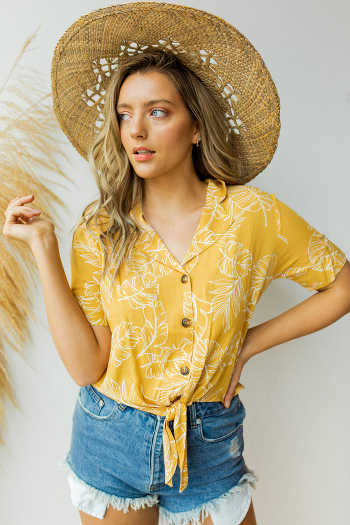 mode, tropics palm blouse
