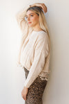 mode, tassel + scallop trim sweater