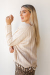 mode, tassel + scallop trim sweater