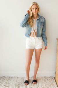 mode, weather change raw edge denim jacket