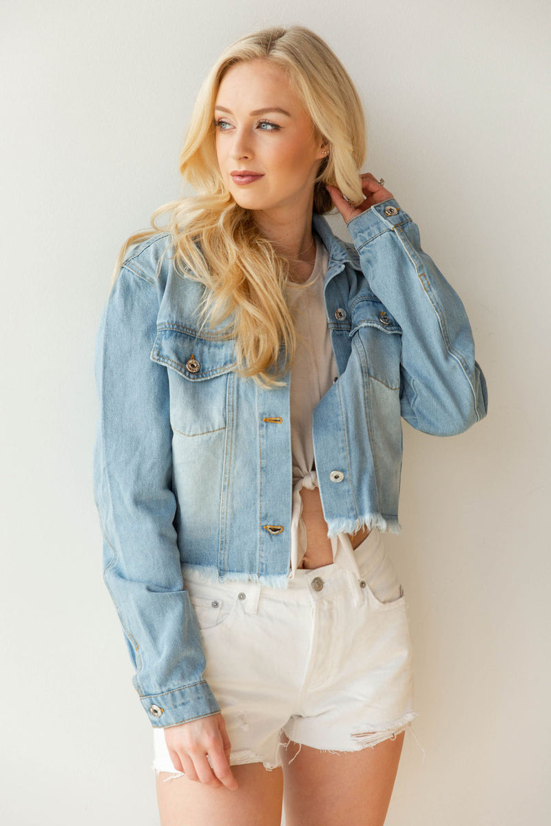 mode, weather change raw edge denim jacket