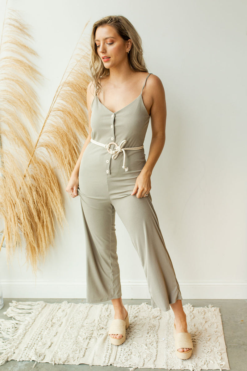 mode, roped up button down jumpsuit