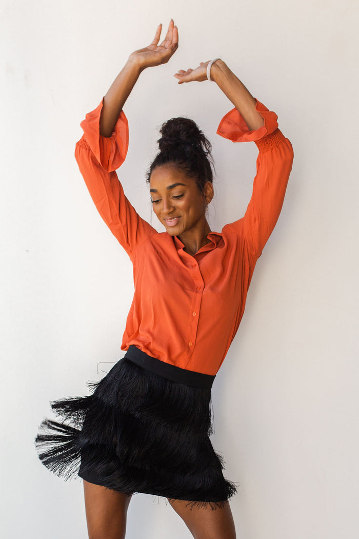 mode, fringe moves skirt