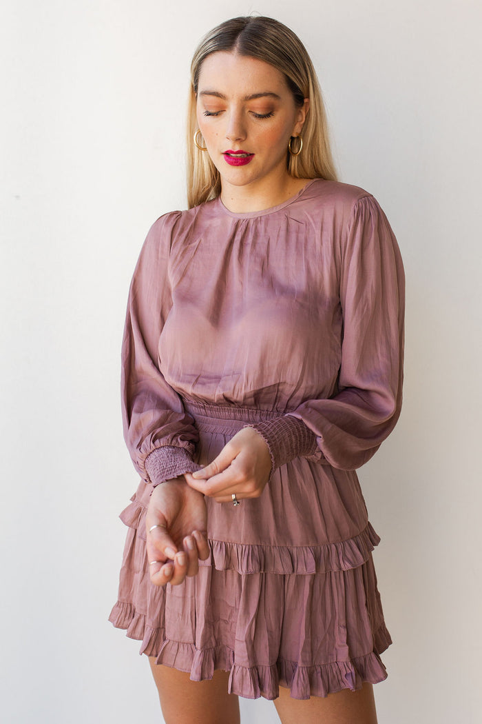 mode, ruffle detail layer dress