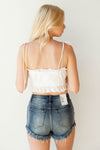 mode, daisy floral eyelet crop