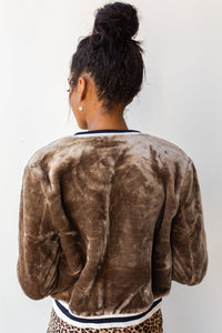 mode, varsity trim bomber jacket