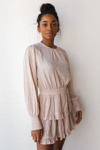 mode, ruffle detail layer dress
