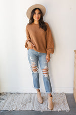 mode, ribbed balloon sleeve sweater