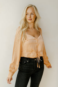mode, long sleeve button front top