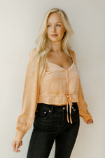 mode, long sleeve button front top