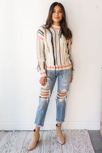 mode, free fall fringe sweater