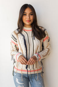 mode, free fall fringe sweater