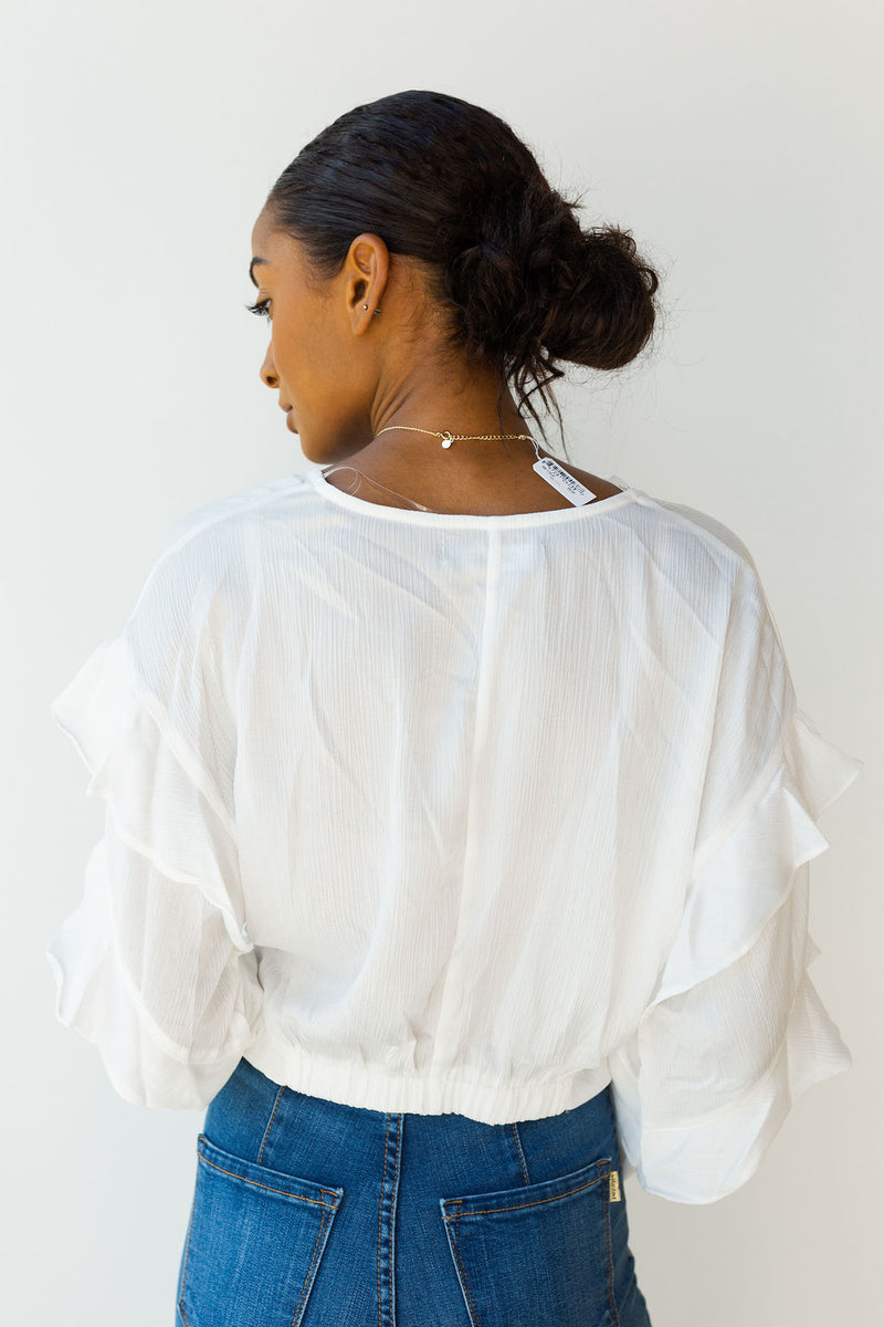 mode, front twist cropped top